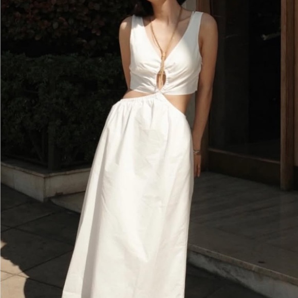 NEW Anine Bing Dione White Poplin Cotton Cut Out Midi Dress L - Picture 10 of 10